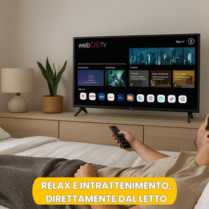 JCL Smart TV 32 Pollici HD Ready (720p), Sistema webOS TV 8.1, WiFi/Ethernet, Netflix & YouTube, Triplo HDMI, DVB-T/T2/C/S/S2, Attacco VESA