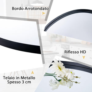 Specchio da Parete 78x56 cm, Specchio da Bagno a Forma Irregolare con Base Posteriore Premium, Specchio Decorativo per Soggiorno Ingresso Bagno (78 x 56 cm Nero)