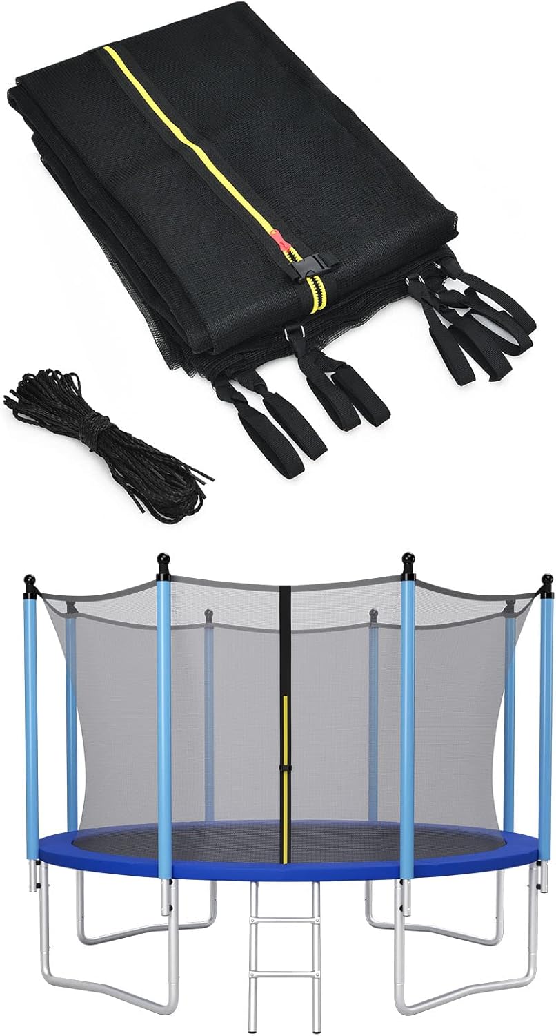 Rete di Sicurezza Sostitutiva per Trampolino da Esterno con Diametro 244 cm/305 cm/366 cm/427 cm/457 cm/488 cm, con Doppia Cerniera e Fibbie Protettive