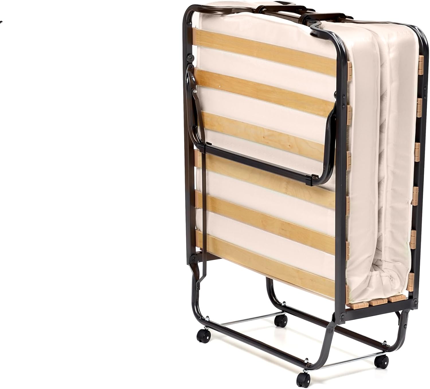 Letto Brandina Pieghevole, con Materasso in Memory Foam, Struttura Resistente e 4 Ruote Girevoli, Lettino Pieghevole per Casa Ufficio, 200 x 80 x 40cm (Stile 2 Beige)