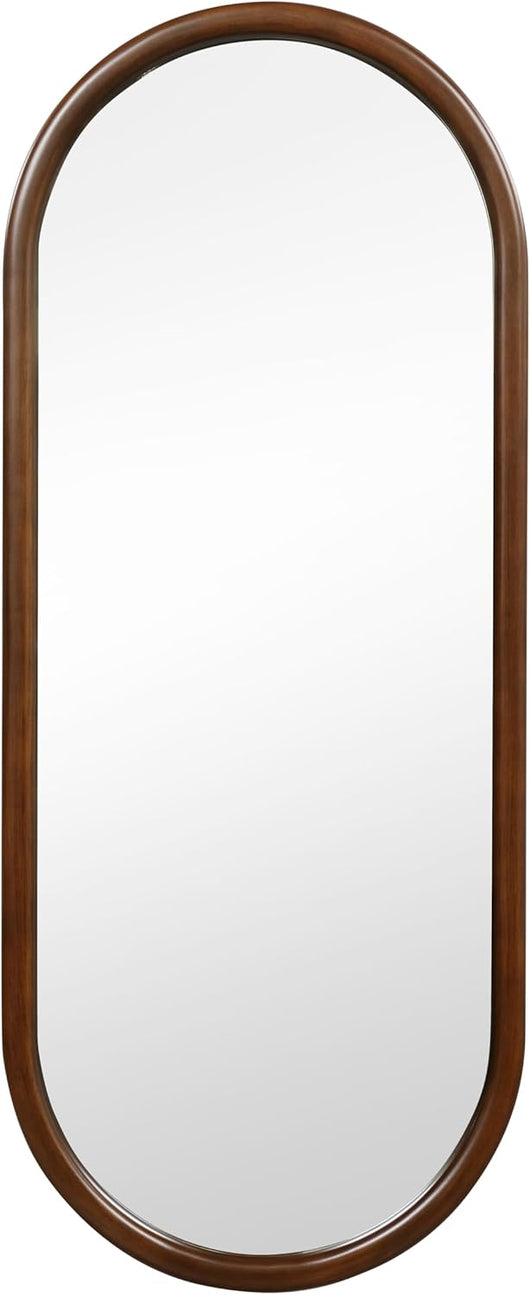 Specchio da Parete, Specchio Bagno con Cornice in Legno 110 x 45 cm, Specchio Ovale Moderno con Fissaggio Verticale o Orizzontale, per Soggiorno Camera da Letto e Ingresso