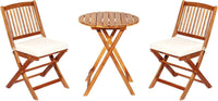 Set Tavolo e Sedie da Giardino, Set Mobili da Giardino Pieghevoli 3 Pezzi in Legno di Acacia, con Cuscini, Arredo Giardino per Giardino Terrazzo Balcone (Cuscini Beige)