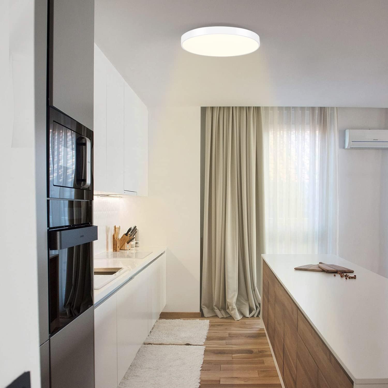 ZMH Lampada da soffitto plafoniera LED 12W bianco caldo IP44 21cm moderna per cucina