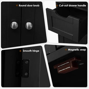 Armadietto Terra da Bagno Mobile Autoportante, Mobiletto Ufficcio Multiuso, con Cassetti e Ripiani, Ampio Spazio, Legno (Bianco)