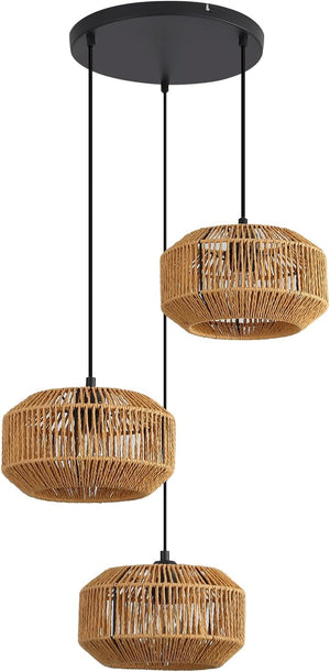 Lampada a sospensione ZMH vintage a 3 luci E27 (lampadina non inclusa)