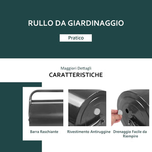 Rullo per Prato Larghezza 90cm Ø30, capacità di Riempimento 63L (Nero)