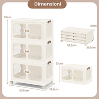 Contenitori da stoccaggio con coperchio da 159l, Scatole immagazzinaggio con route Bianco-Cassettiere