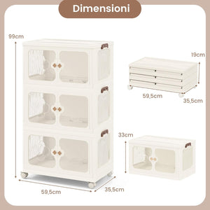 Contenitori da stoccaggio con coperchio da 159l, Scatole immagazzinaggio con route Bianco-Cassettiere