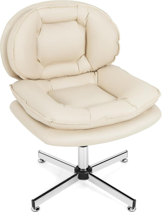 Sedia da Ufficio a Casa, Sedia Scrivania con Schiena Doppiamente Riempita & Seduta, Sedia Girevole e Regolabile, Base Metallica a Crociera, Portata 150 kg, per Salotto, Studio, Ufficio