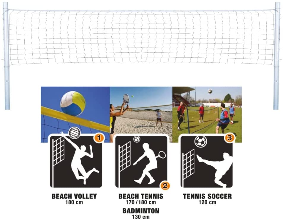 Rete da pallavolo per Giardino Professionale con Pali Alta Altezza Massima 220cm Portatile per Bambini e Adulti