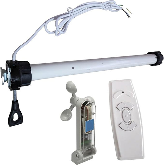Motore Elettrico Professionale 100Kg/50Nm Silenzioso con Asta Soccorso, Centralina Sole-Vento-Pioggia, Telecomando - Tapparelle/Tende Sole Ø63mm