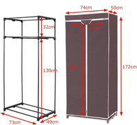 Armadio in Tessuto Armadio Cabina Pieghevole con Asta Appendiabiti, Vari Colori Disponibili, 75 x 50 x 170cm (caffè)