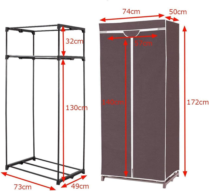 Armadio in Tessuto Armadio Cabina Pieghevole con Asta Appendiabiti, Vari Colori Disponibili, 75 x 50 x 170cm (caffè)