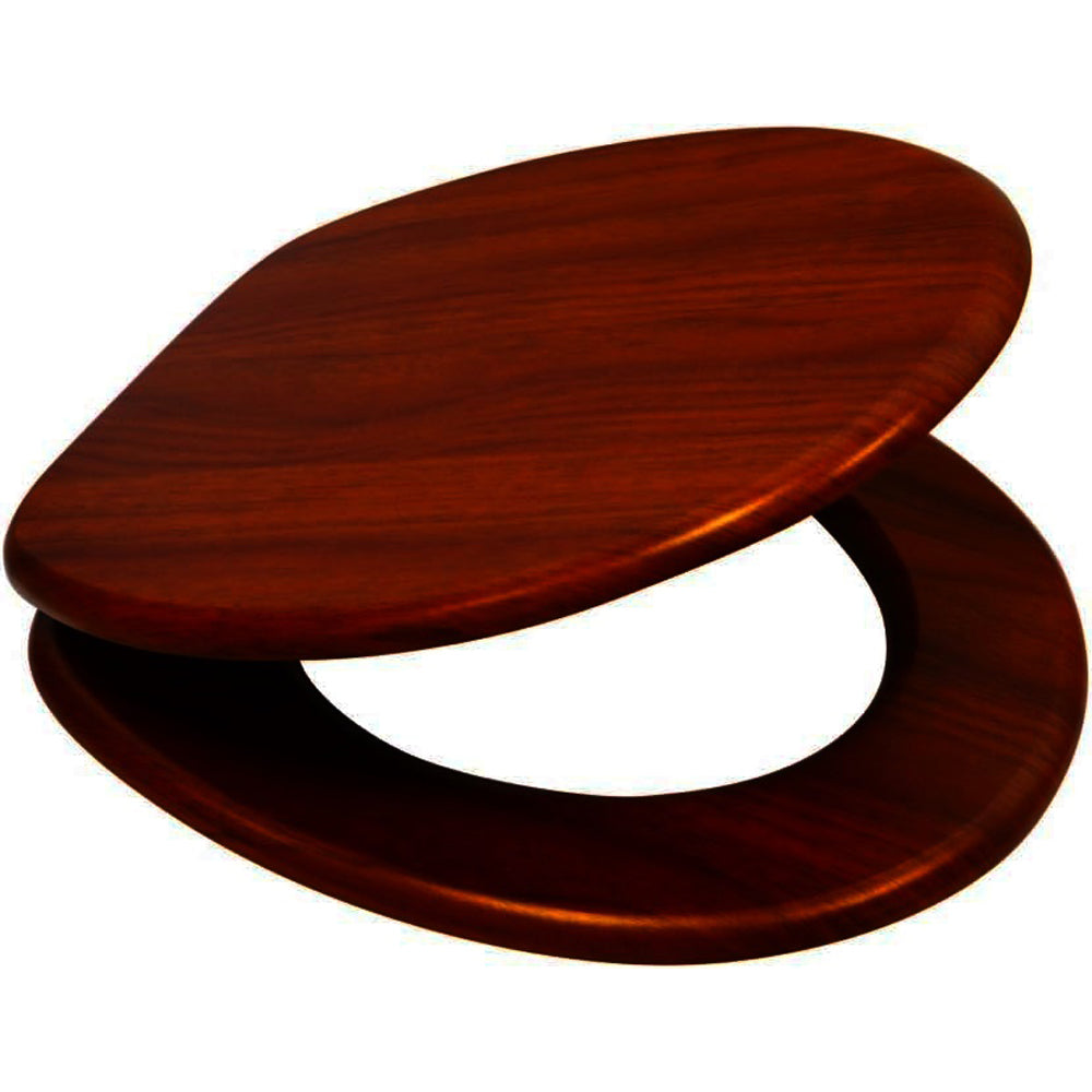 Copriwater universale sedile wc tavoletta wc bagno mdf legno laccato noce 4f