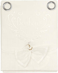 Tende Finestre Porta Interno 140x290 cm Tessuto Lino Bianco Coppia 2 Pz Shabby Chic Fiocco