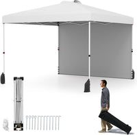 Gazebo Pieghevole 3 x 3 m, Gazebo da Esterno con Borsa con Ruote, Picchetti, Ancoraggi, Corde del Vento, Sacchi di Sabbia e Copertura Ventilata, Tendone Impermeabile per Feste (Bianco)