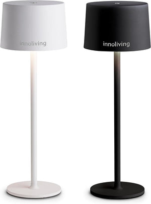 Innoliving Lampada da tavolo LED ricaricabile USB INN-291 Bianca con Luce Dimmerabile a 3 Livelli