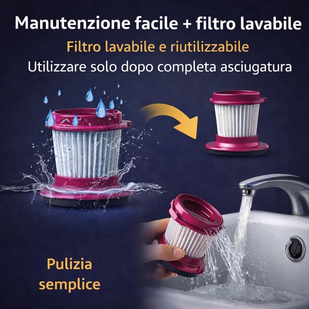 Aspirapolvere Senza Fili 4 in 1 Ricaricabile 100W, Scopa Elettrica Wireless Senza Sacco con Luce UV-C Antiacaro, Display LCD, 3 Velocità, Filtro EPA Lavabile, Autonomia 45 Min, Accessori Inclusi.