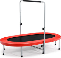 Trampolino Elastico da Interno ed Esterno, Tappetino Elastico Pieghevole per Adulti e Bambini con Maniglia Regolabile, Molle e Cuscinetto di Sicurezza, Trampolino Ovale per 2 Persone