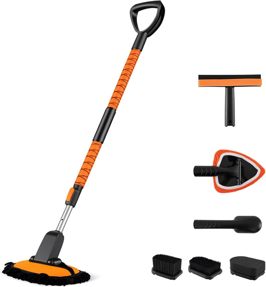 Kit Pulizia Auto, 10 Pezzi Kit Lavaggio Auto, Kit per Lavaggio Auto Senza Graffi con Impugnatura a D, Spazzole per Pneumatici, Set per Pulizia Veicoli per RV, Camion, Berlina