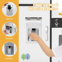 Set di Cucina Giocattolo per Bambini, con Suoni e Luci Divertenti, Lavabo, Forno a Microonde, Macchina del ghiaccio e Lavastoviglie, Lavagna, Ideale per Bambini 3 Anni+ (Caffè)