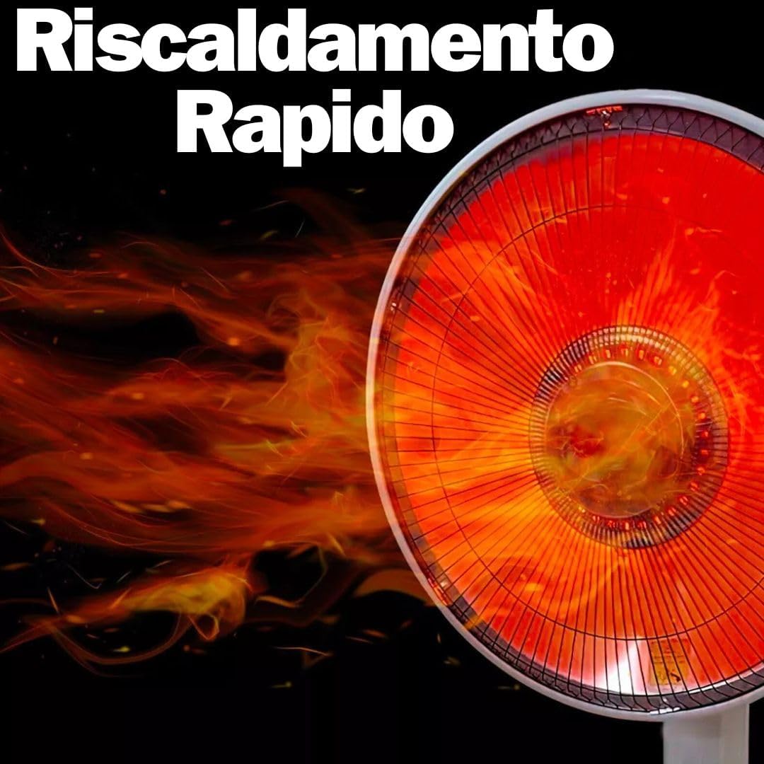 Stufa Piantana a Carbonio, Ventilatore Aria Calda, Oscillante 90°, Riscaldamento Rapido 500W/1000W, Sicura Antiribaltamento, Regolazione Potenza per Casa e Ufficio.