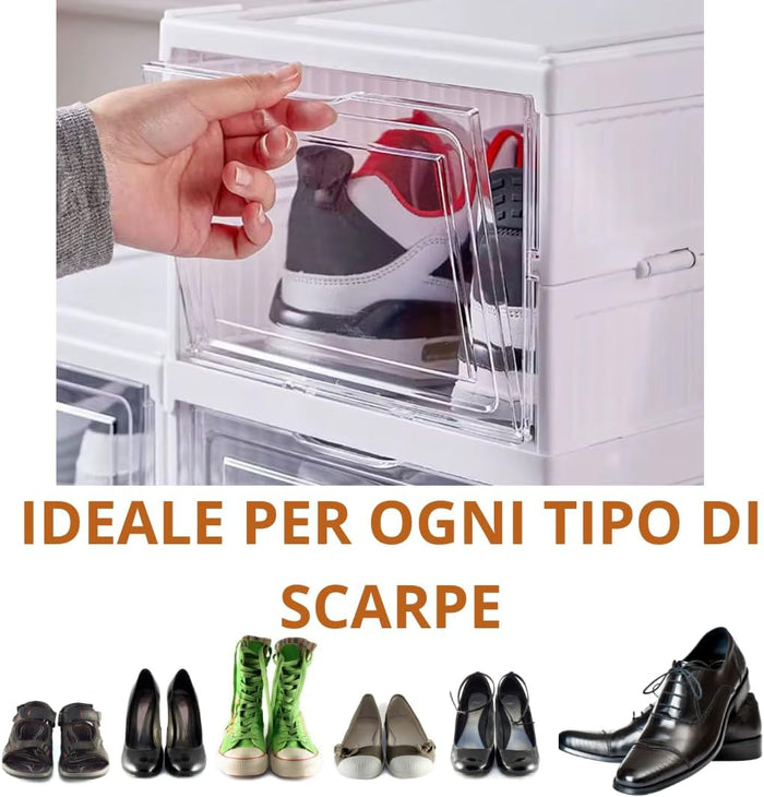 Scarpiera Salvaspazio Slim Pieghevole con 6 Ripiani Facile da Montare e Compatta, Organizer Portascarpe con 6 Contenitori per Scarpe e Ciabatte