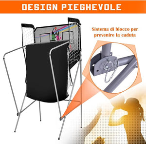 Macchina da Pallacanestro Elettronica, Canestro Basket da Camera a Doppio Tiro Pieghevole con Punteggio Elettronico, 4 Palle, 8 Modalità di Gioco e 2 Canestri (Grigio)