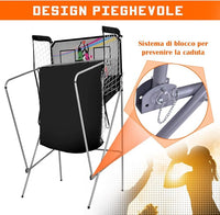Macchina da Pallacanestro Elettronica, Canestro Basket da Camera a Doppio Tiro Pieghevole con Punteggio Elettronico, 4 Palle, 8 Modalità di Gioco e 2 Canestri (Grigio)