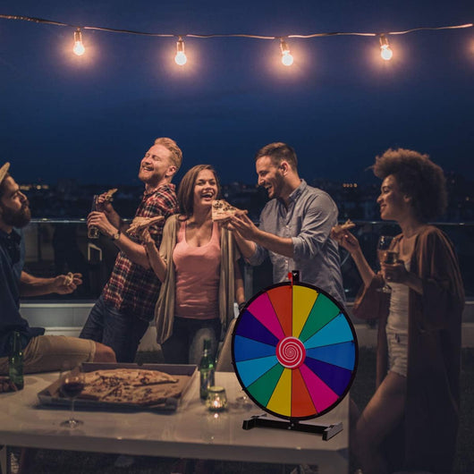 18/24 Pollici Gioco Ruota della Fortuna da Terra&Tavolo, Wheel of Fortune con Marcatore e Cancellatore, 2 Indicatori da Ricambio, 14 Slots, per Carnevale e Feste (24 Pollici)