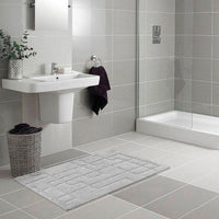 Tappeto Bagno Puro Cotone Morbido 3D Camera Sendiletto Elegante Lavabile Grigio 55x120 cm