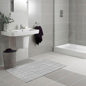 Tappeto Bagno Puro Cotone Morbido 3D Camera Sendiletto Elegante Lavabile Grigio 55x120 cm
