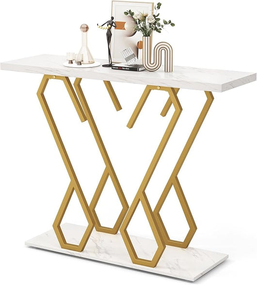 Tavolo Consolle 100cm, Tavolo d'Ingresso con Piedini Regolabili, Kit Antiribaltamento e Struttura in Metallo, Tavolino da Divano per Soggiorno, Ingresso e Corridoio