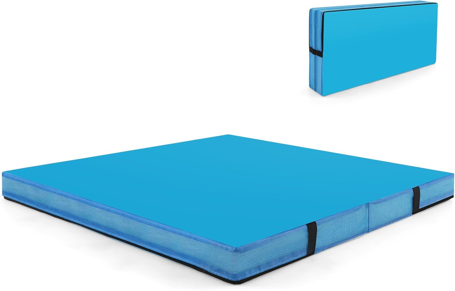 Tappetino FitnessPieghevole, Materassino per Ginnastica e Acrobatica con Rivestimento in Pelle Sintetica e Maniglie, per Esercizi a Casa per Yoga, Stretching e Pilates