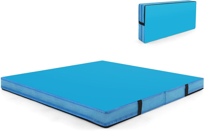 Tappetino FitnessPieghevole, Materassino per Ginnastica e Acrobatica con Rivestimento in Pelle Sintetica e Maniglie, per Esercizi a Casa per Yoga, Stretching e Pilates