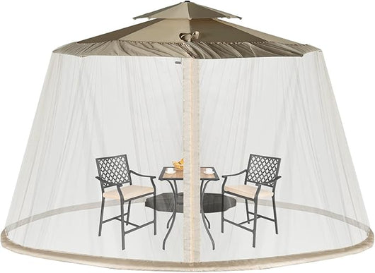 Zanzariera per Ombrellone da Esterno, Zanzariera Regolabile da Patio con 2 Porte a Doppia Cerniera, Rete per Copertura Ombrellone, 12,5 x 2,3 m