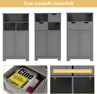 Armadietto Terra da Bagno Mobile Autoportante, Mobiletto Ufficcio Multiuso, con Cassetti e Ripiani, Ampio Spazio, Legno (Grigio)