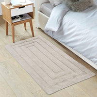 Tappeto Bagno 50x80 cm Puro Cotone Elegante Lussuoso Morbido Scendiletto Antiscivolo Beige