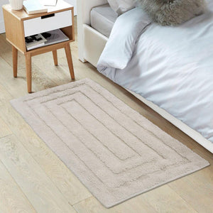 Tappeto Bagno 60x40 cm Puro Cotone Elegante Lussuoso Morbido Scendiletto Antiscivolo Beige