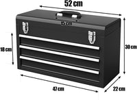 Cassetta Portautensili, Valigetta per Attrezzi con 3 Cassetti + Vassoio, 52 x 21,5 x 30 cm (Nero)