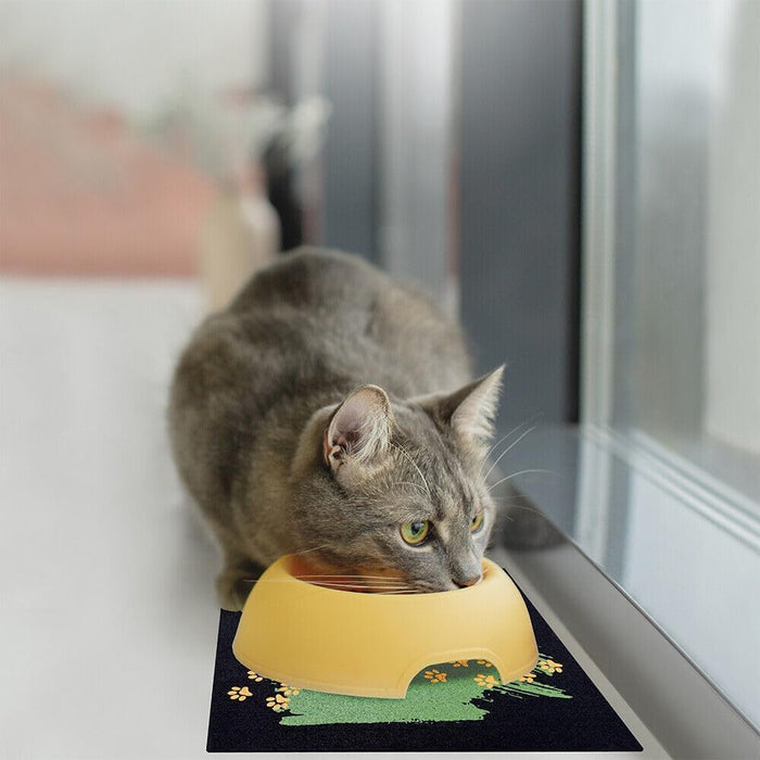 Coppia Tappetini SottoCiotola Gomma Sostenibile Antiscivolo 30x30 cm Cane Gatto Dis.D