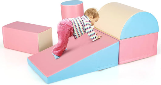 Set di 5 Blocchi con Diverse Forme e Colori, Giocattolo per Arrampicata e Strisciamento, Aiuta i Bambini a Crescere (Rosa)