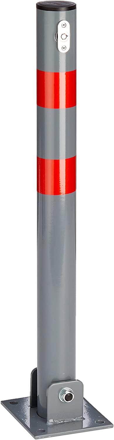 Barriera per parcheggio auto pieghevole 65 cm acciaio grigio e strisce rosse 13_0002309_2