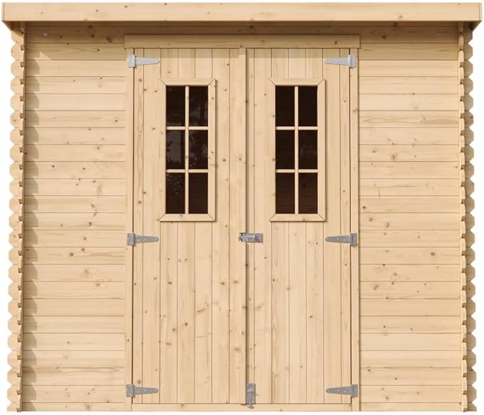 TIMBELA M310C+M310G Casetta da Giardino in Legno per Esterni CON PAVIMENTO TRATTATO 239x144xA200 cm/2.6m2 