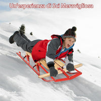 Slitte da Neve, Slitte in Metallo con Pattini, Slitte con Maniglie per Bambini e Adulti, 137 x 58 x 16 cm