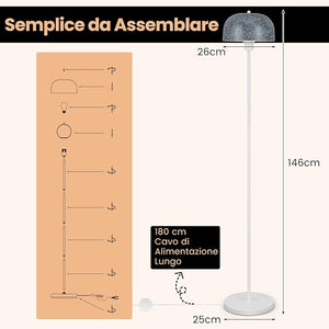 Lampada da Terra da Soggiorno, Lampada a Stelo con Paralume e Interruttore a Pedale, Lampada Moderna con Base Pesante per Camera da Letto, Ufficio e Studio