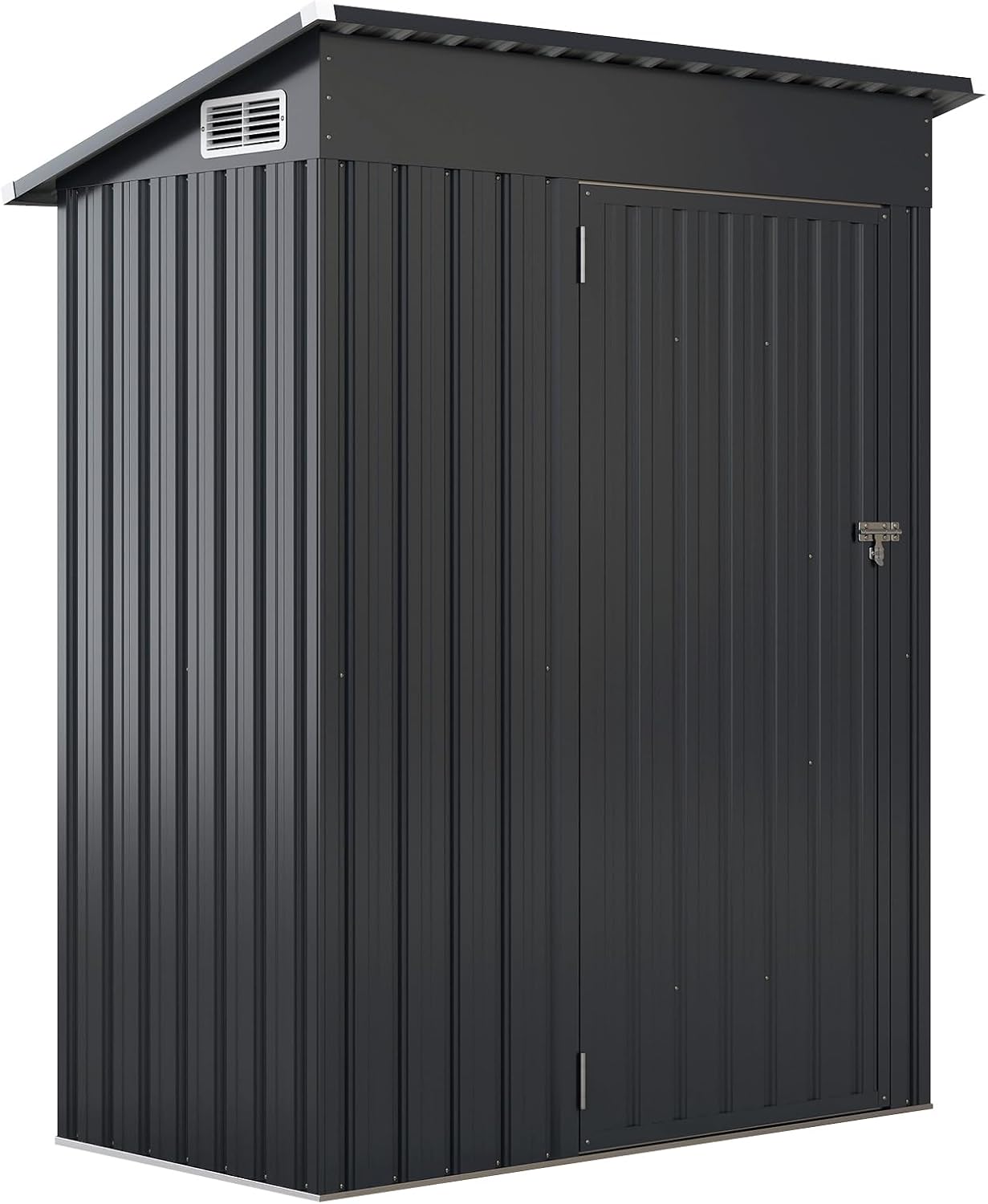 Casetta da Giardino, Capanno da Esterno con Design a Tetto Inclinato, Venti d'Aria, Struttura in Metallo Zincato, Armadio da Giardino, Cortile, Prato e Patio (Grigio Scuro)