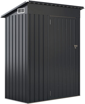 Casetta da Giardino, Capanno da Esterno con Design a Tetto Inclinato, Venti d'Aria, Struttura in Metallo Zincato, Armadio da Giardino, Cortile, Prato e Patio (Grigio Scuro)