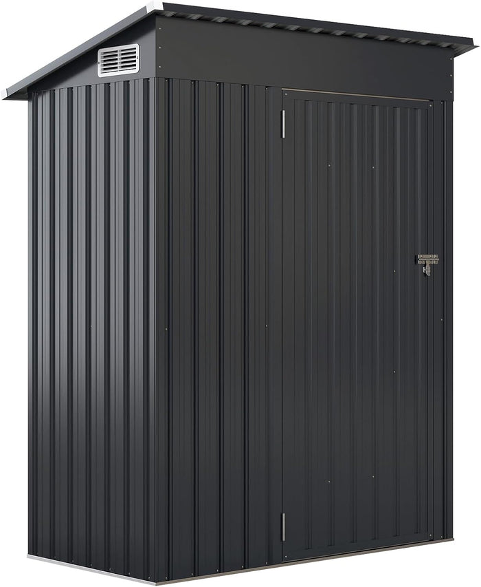Casetta da Giardino, Capanno da Esterno con Design a Tetto Inclinato, Venti d'Aria, Struttura in Metallo Zincato, Armadio da Giardino, Cortile, Prato e Patio (Grigio Scuro)