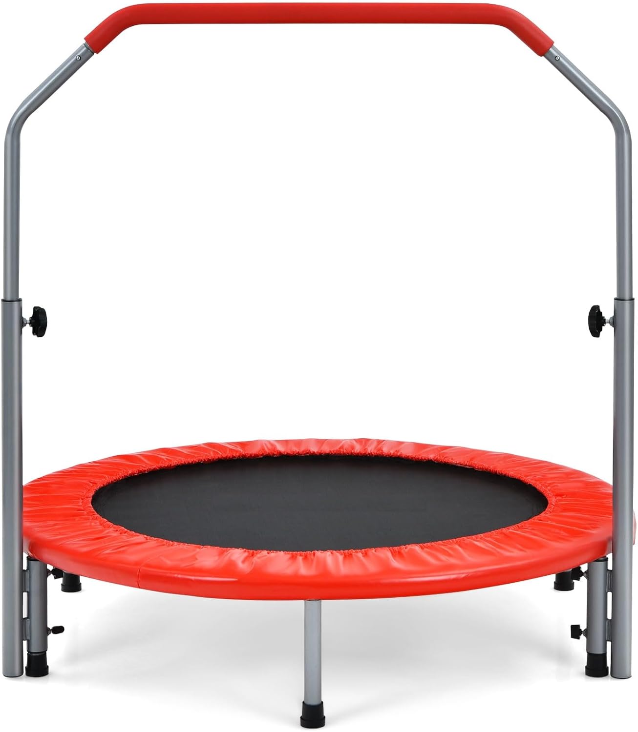 Trampolino per Bambini e Adulti, Tappeto Elastico Pieghevole e Regolabile in 4 Altezze con Maniglia, Capacità di Carico 150 kg